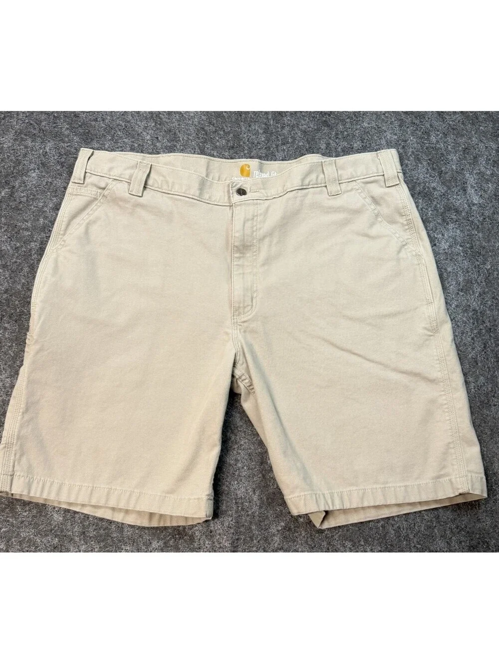Carhartt Relaxed Fit Carpenter Work Shorts Khaki Tan Mens 42 Cotton Stretch